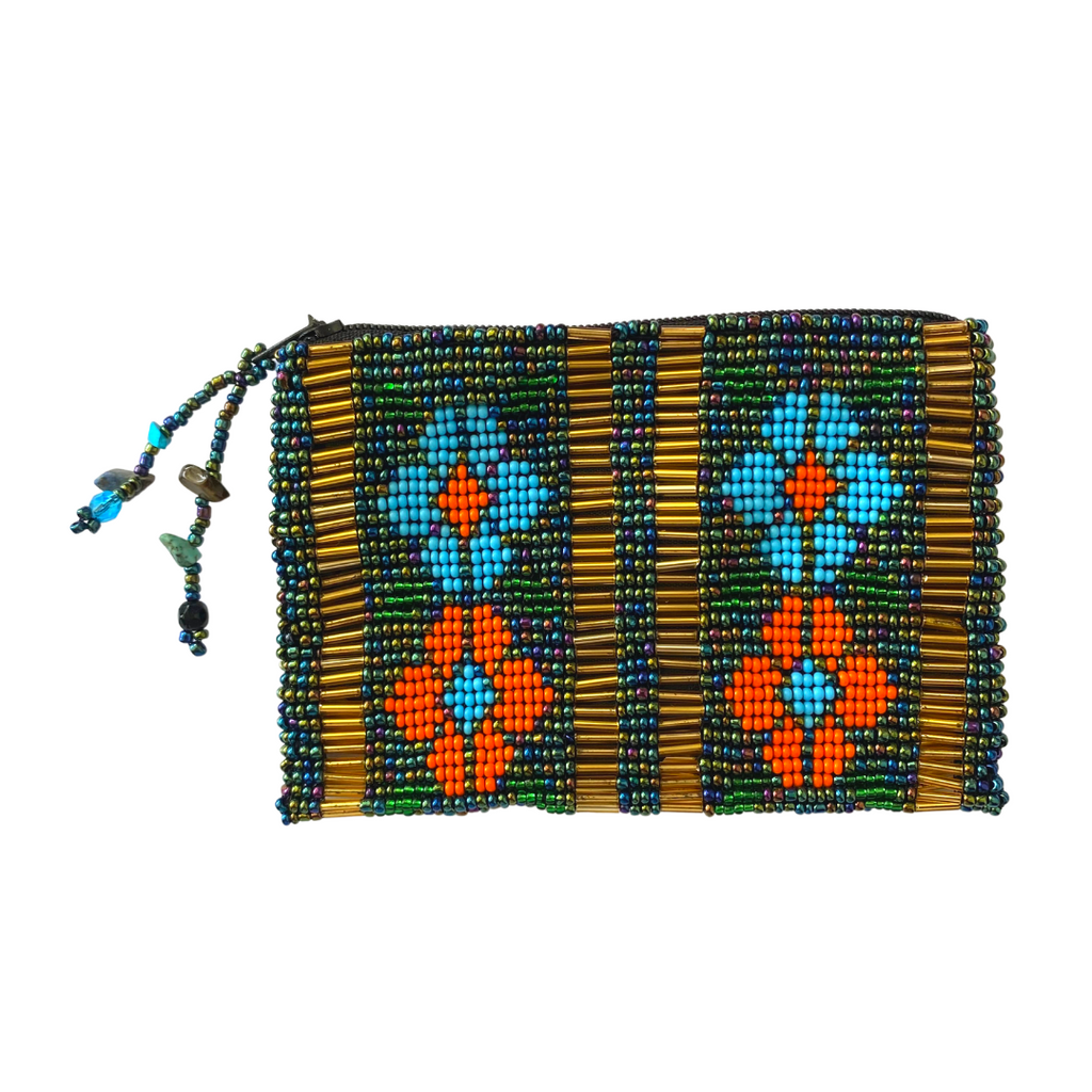 Small Flowers Beaded Coin Purse - Guatemala