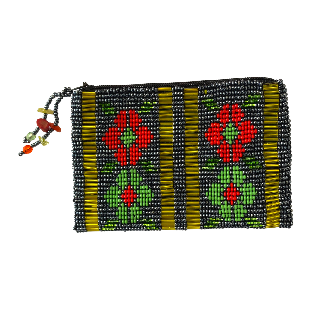 Small Flowers Beaded Coin Purse - Guatemala