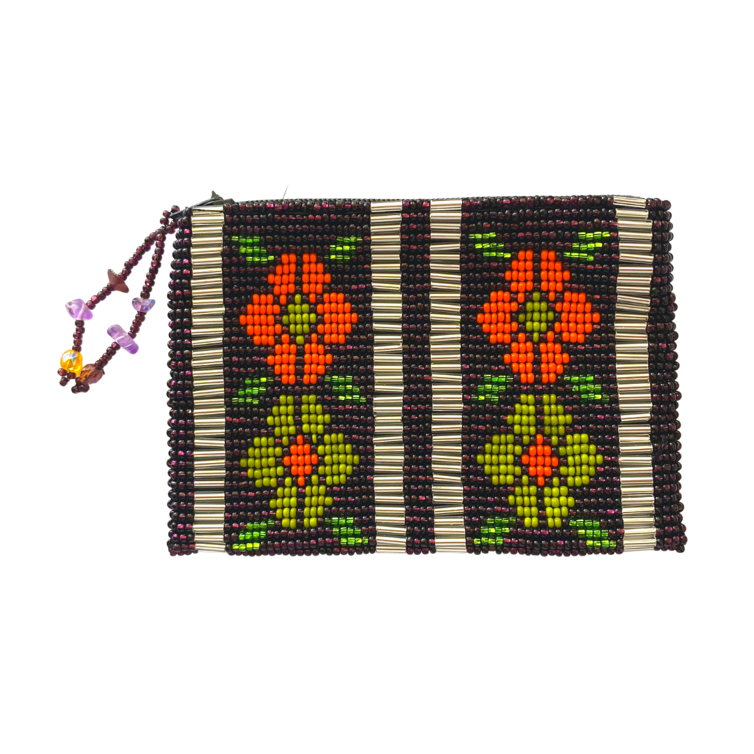 Small Flowers Beaded Coin Purse - Guatemala