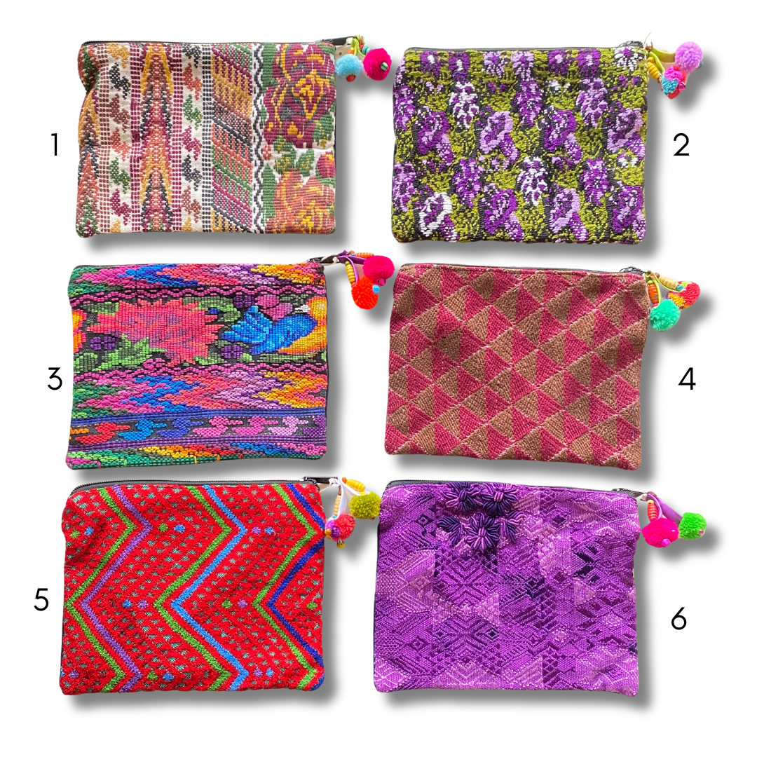 Maya Up-cycled Huipil Cosmetic One-of-a-Kind Bag - (Large) Guatemala