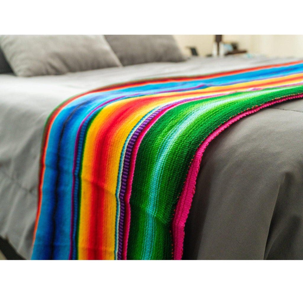Hacienda Sarape Striped Colorful Blanket - Guatemala