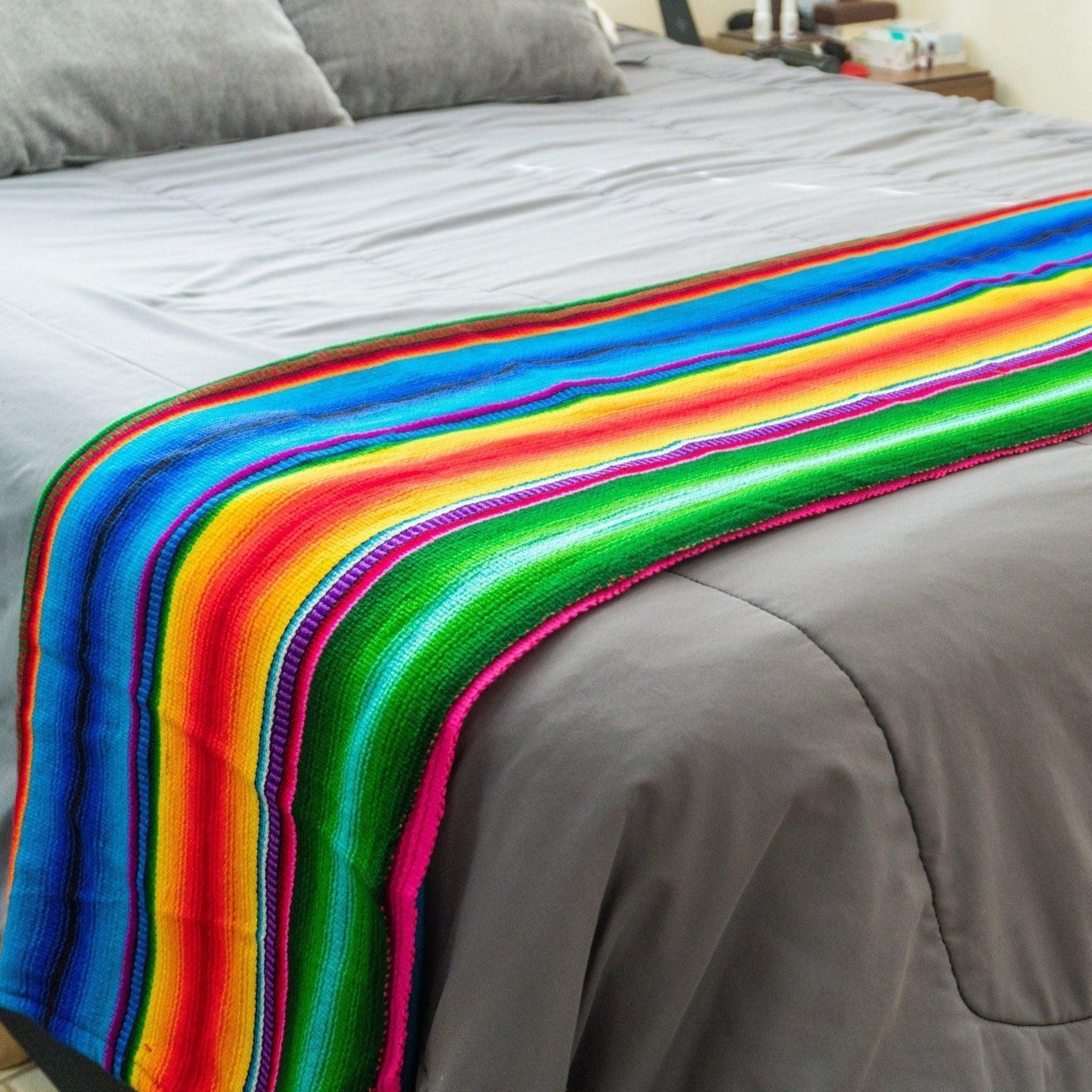 Hacienda Sarape Striped Colorful Blanket - Guatemala
