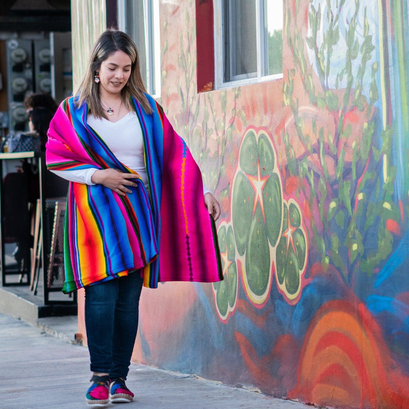 Hacienda Sarape Striped Colorful Blanket - Guatemala