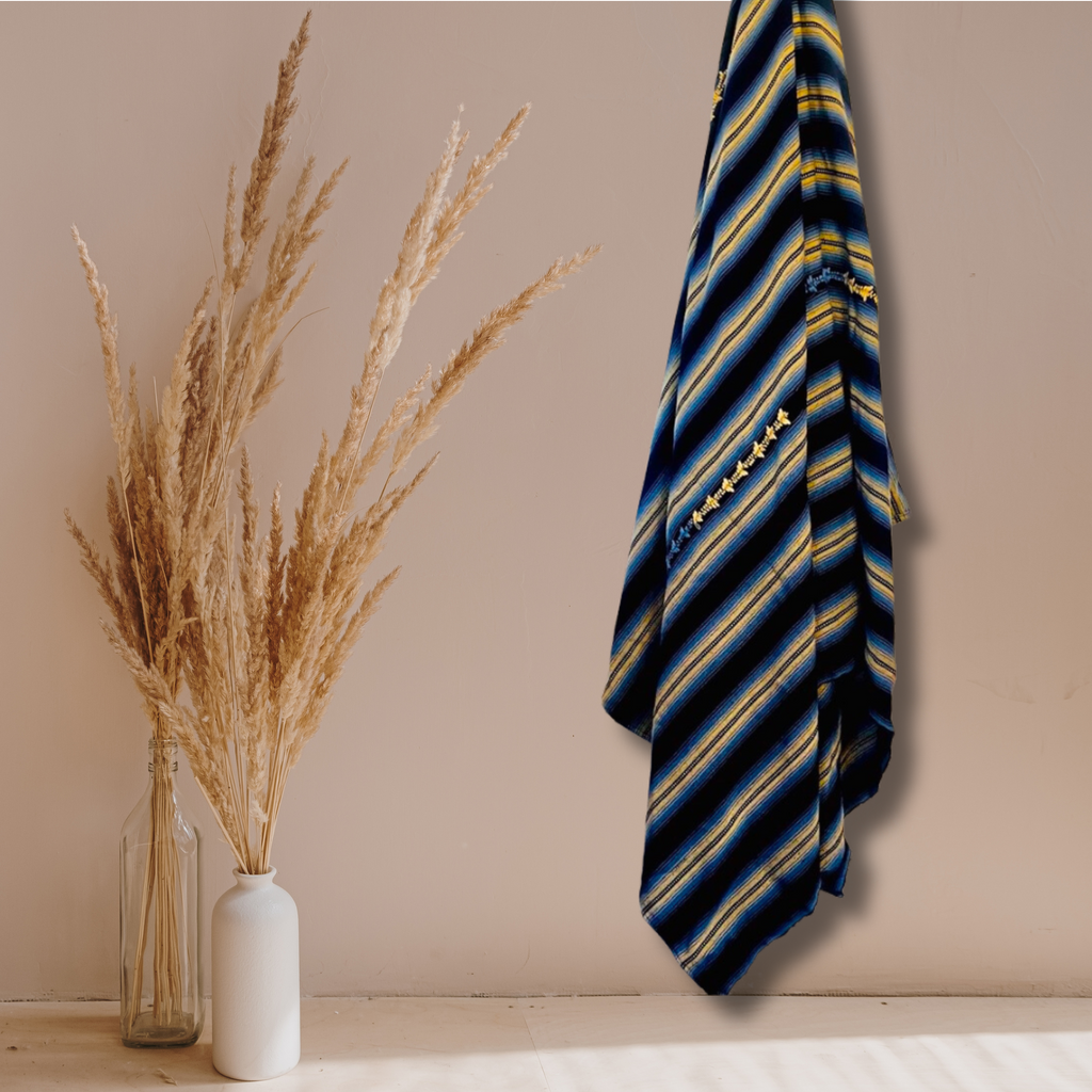 Hacienda Sarape Striped Colorful Blanket - Guatemala