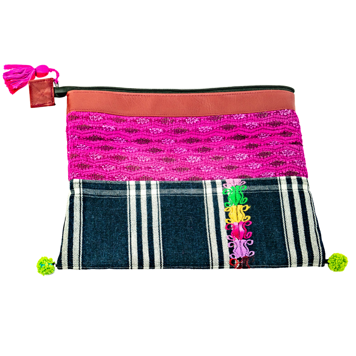 Vegan Leather Up-cycled Embroidered Textile Huipil iPad Case - Guatemala