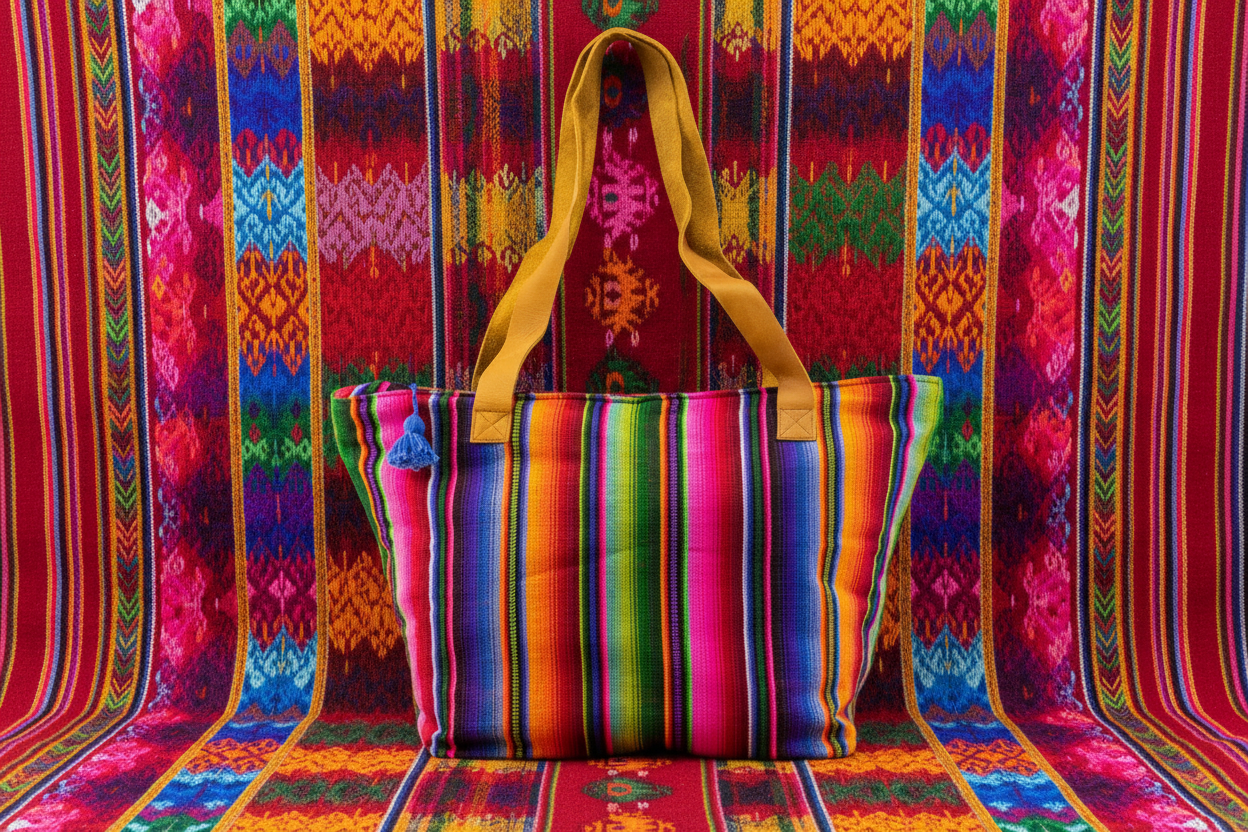 Hacienda Stripe Sustainable Computer Overnight Tote - Guatemala