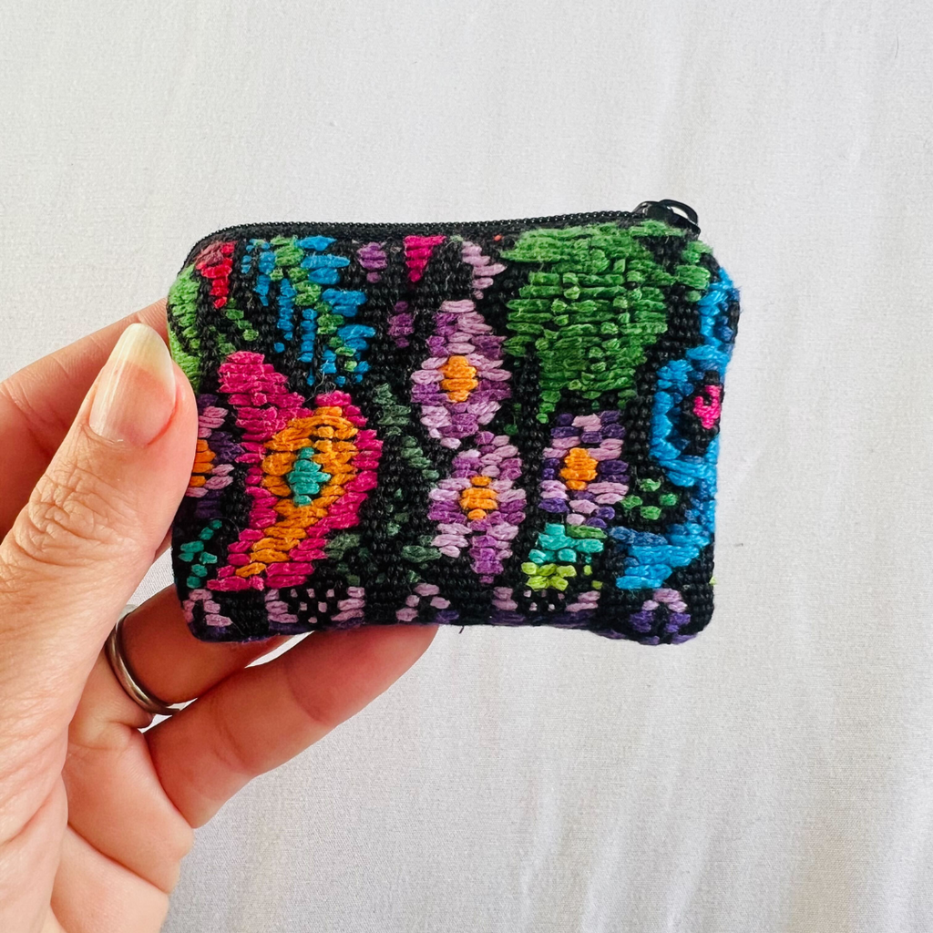 Maya Up-cycled Huipil Cosmetic One-of-a-Kind Bag (Tiny) - Guatemala