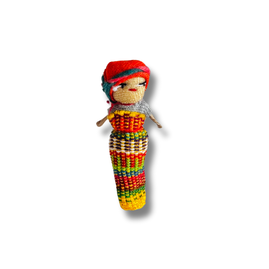 Worry Doll Crochet Pouch with Four Dolls - Guatemala