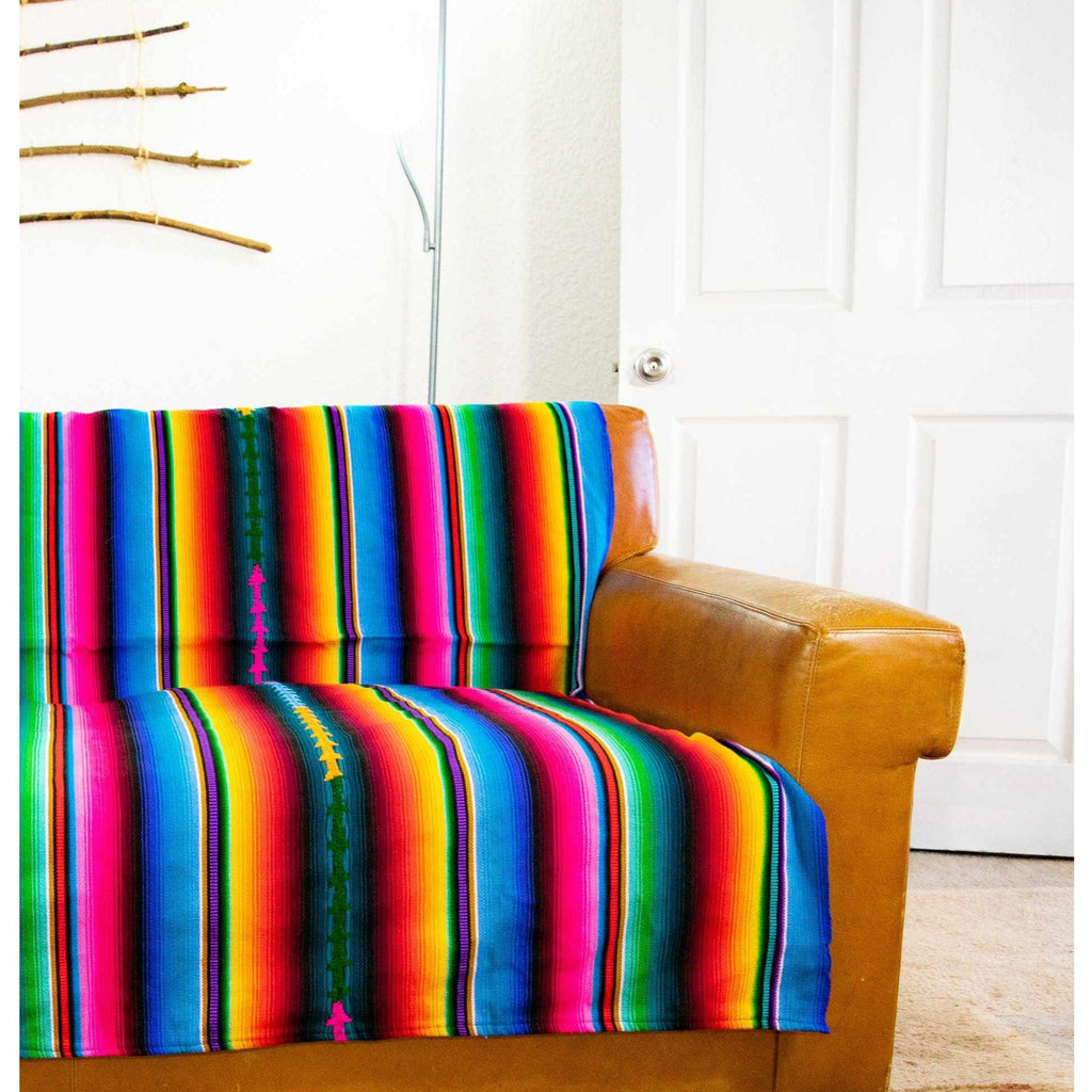 Hacienda Sarape Striped Colorful Blanket - Guatemala