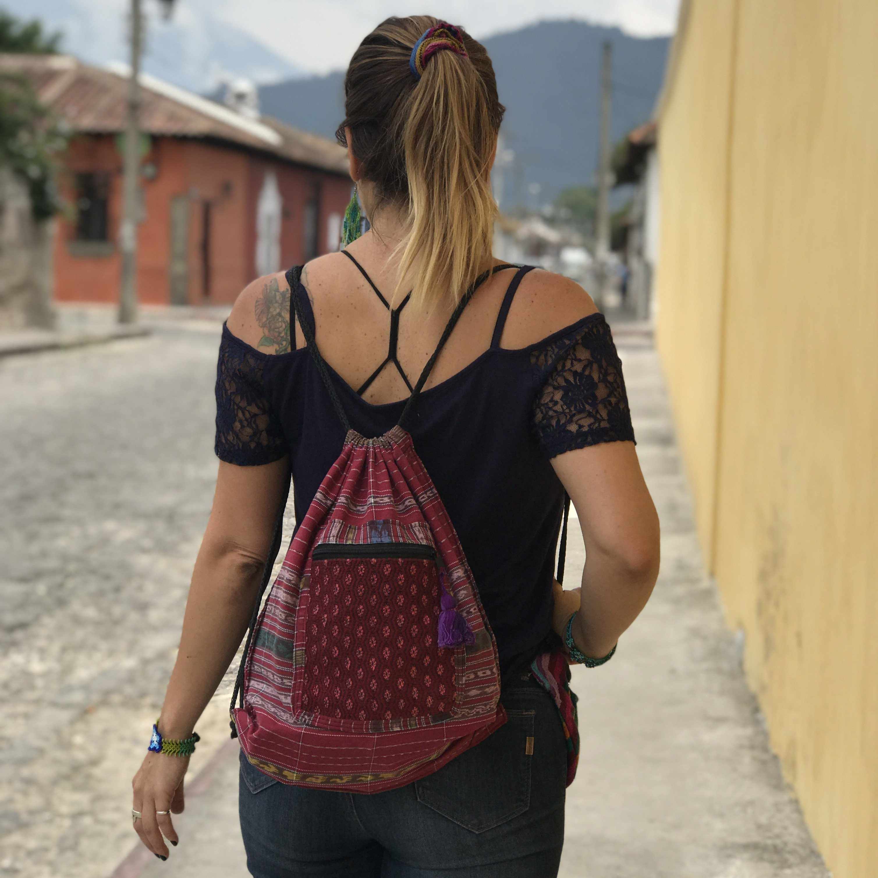 Salsa Upcycled Corte Backpack - Unique Guatemalan Handicraft