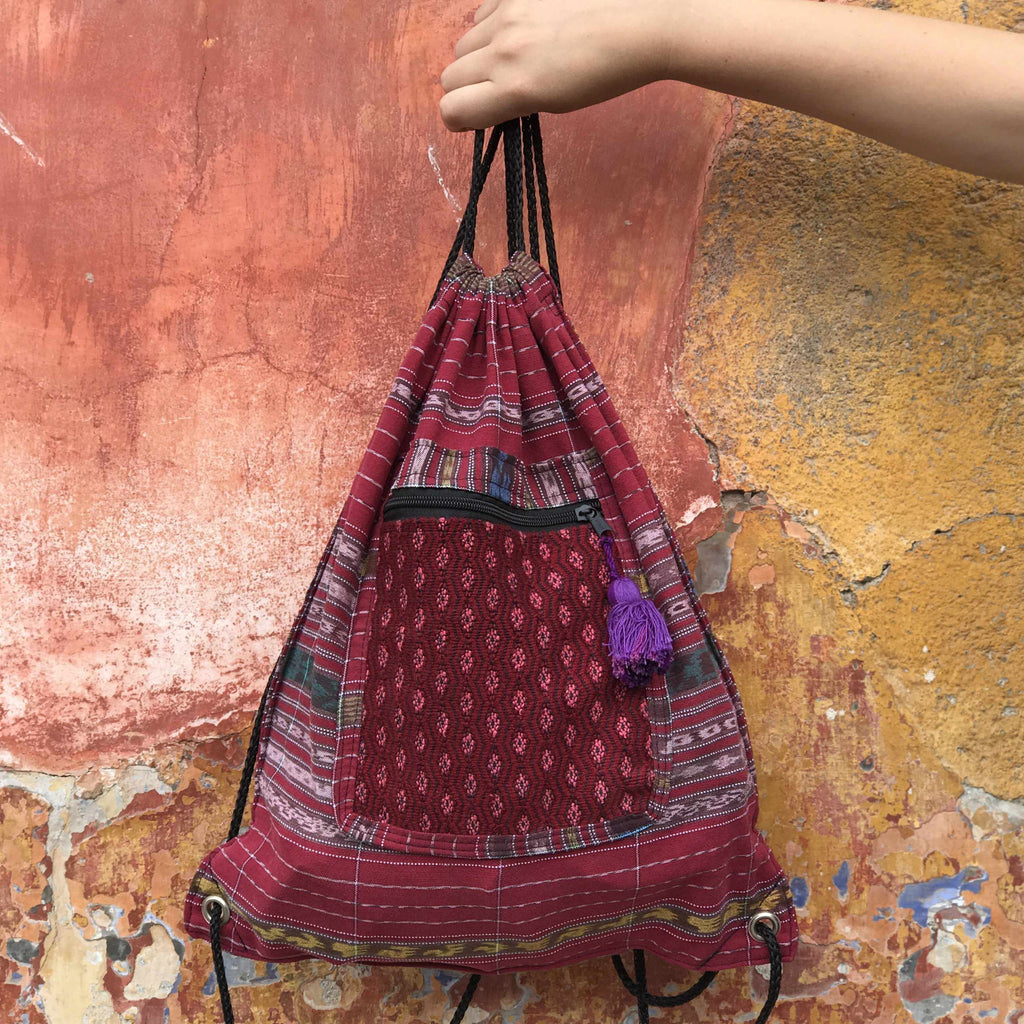 Salsa Upcycled Corte Backpack - Unique Guatemalan Handicraft
