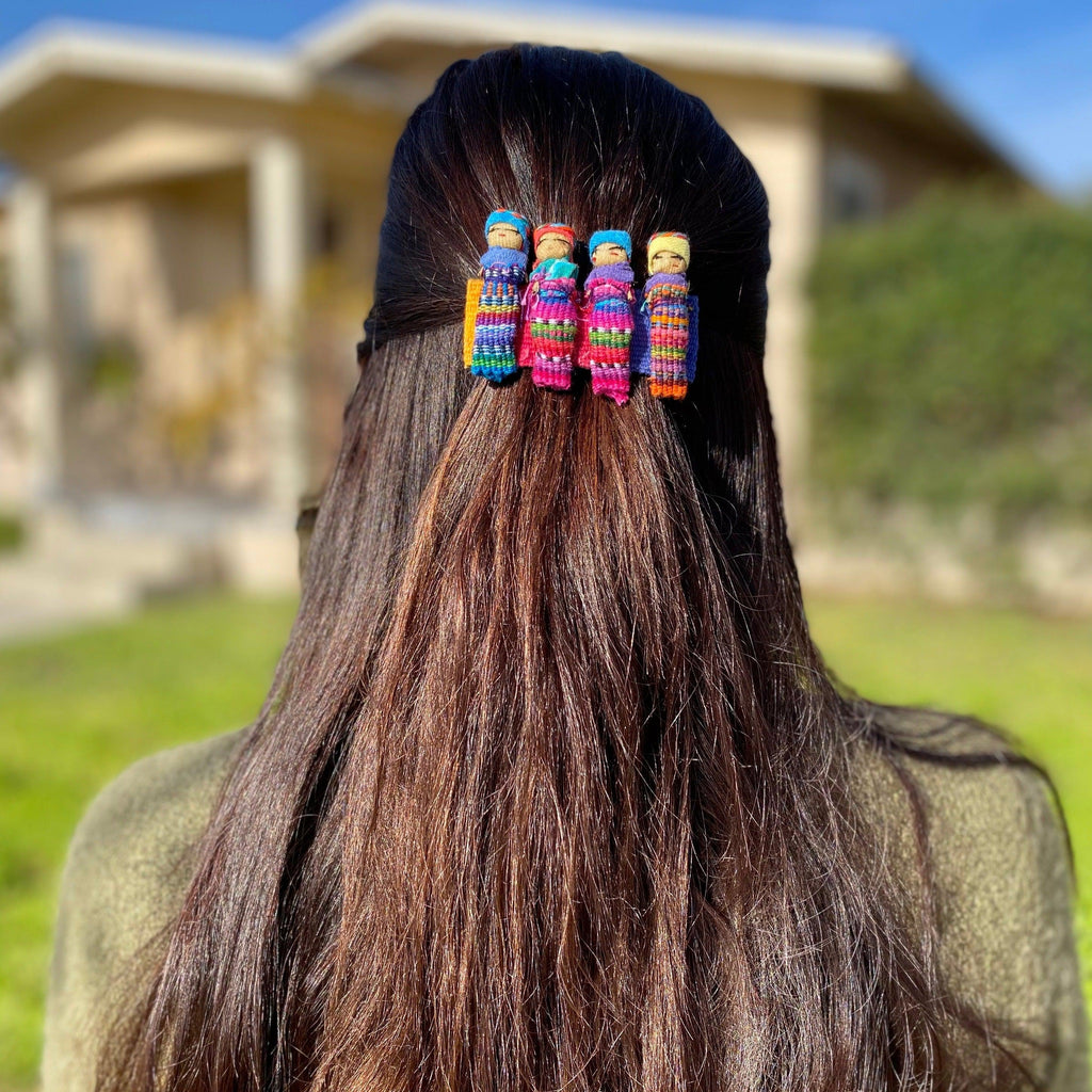 Handmade Worry Doll Boho Hair Clip - Guatemala