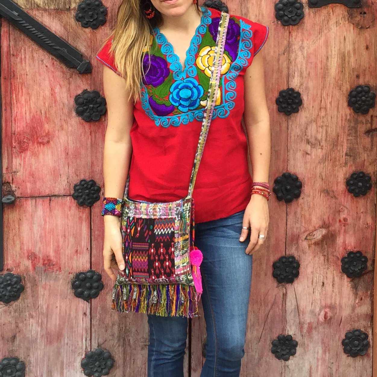 Samara Up-cycled Huipil Corte One-of-a-Kind Adjustable Crossbody Bag - Guatemala