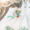 Guatemalan Quetzal Bird Enamel Brooch - Elegant Pin for Clothing & Bags, Gift for Bird Lovers & Collectors