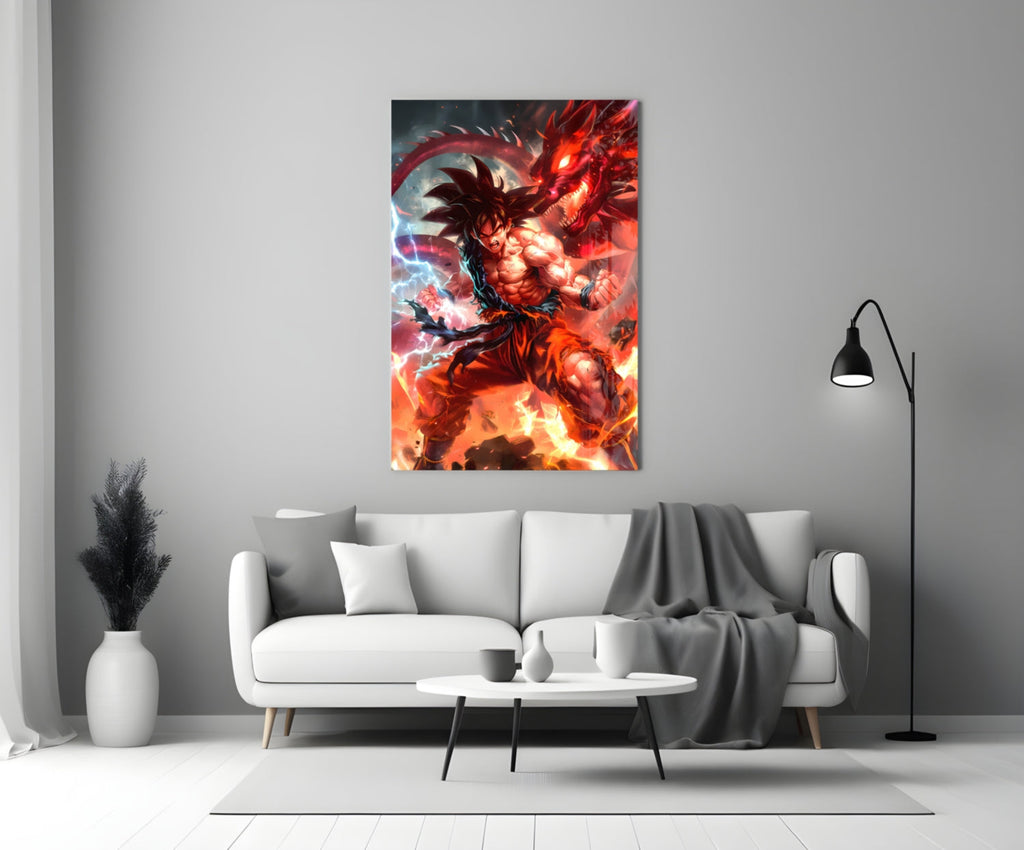Goku Dragon Power Glass Wall Art || Designer Collection