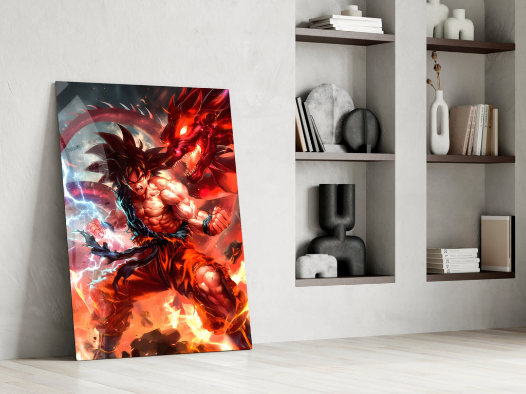 Goku Dragon Power Glass Wall Art || Designer Collection