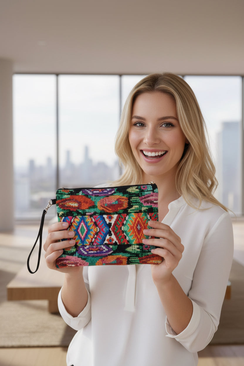 Gitana Huipil Upcycled Wristlet - Guatemala
