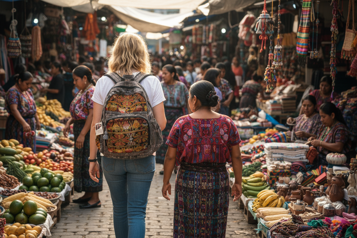 Volcano Huipil Upcycled Textile Backpack - Guatemala
